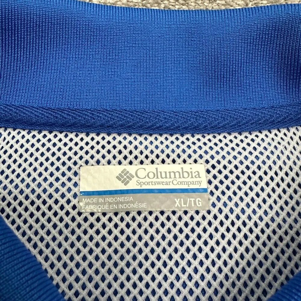 Columbia PFG Omni Shade Perfect Cast Polo Shirt Mens XL Blue Short Sleeve Fish